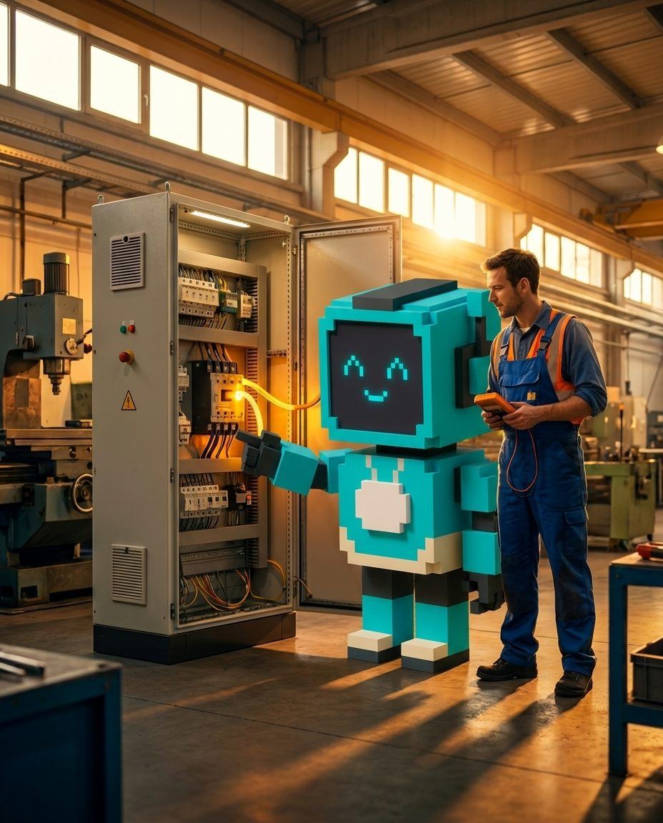 Byte unterstützt einen Techniker an der Anlage